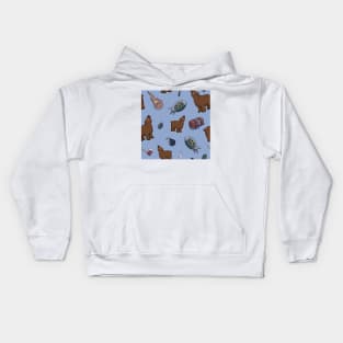 Dumb Bear Danger Pattern (blue) Kids Hoodie